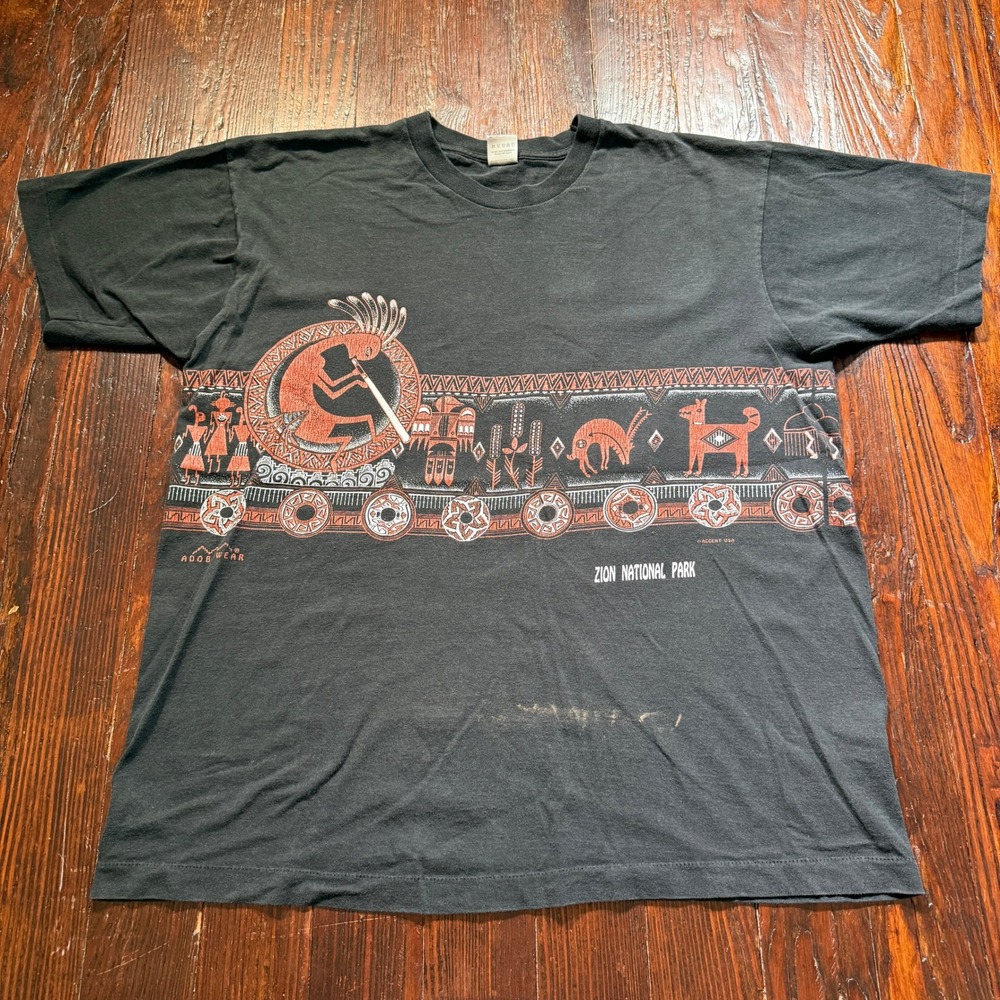 Vintage 90s Zion National Park Shirt Mens XL Wrap Kokopelli Single Stitch USA